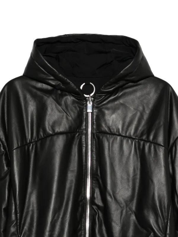 HELIOT EMIL フーデッド パデッドレザーコート | ブラック | FARFETCH JP
