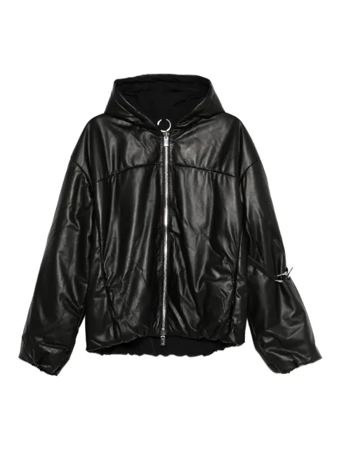 HELIOT EMIL hooded puffer leather coat