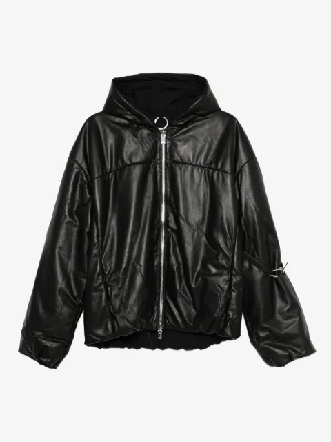 HELIOT EMIL hooded puffer leather coat