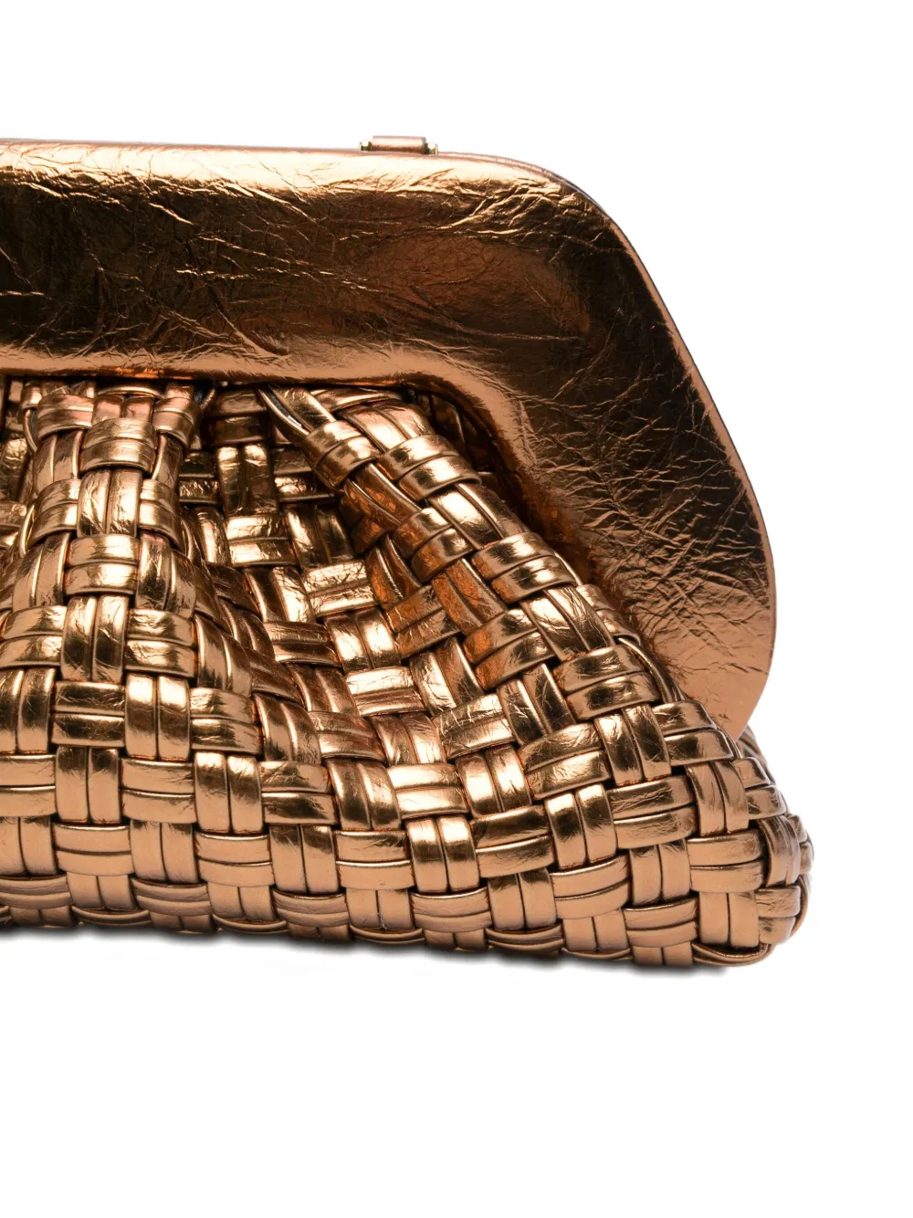 Themoirè Woven Clutch Bag In Gold