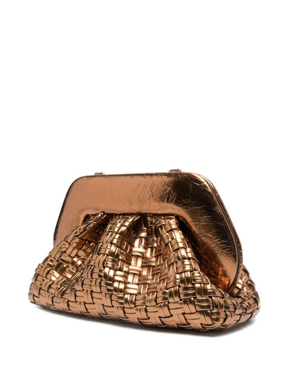 Themoirè Woven Clutch Bag In Gold