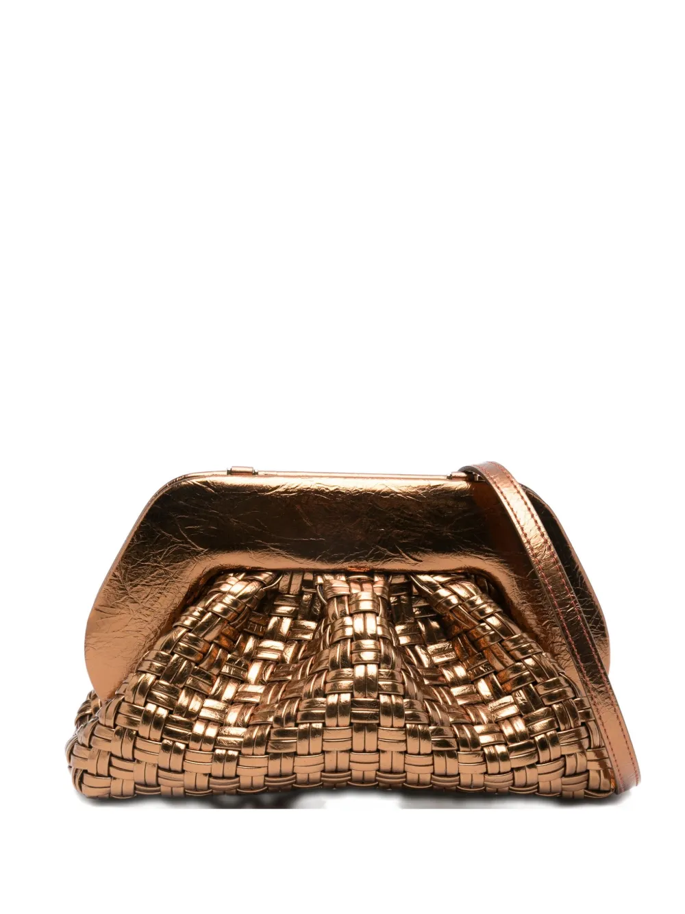 Themoirè Woven Clutch Bag In Gold
