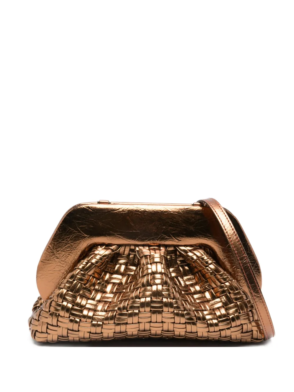 Themoirè woven clutch bag | Brown | Image 1