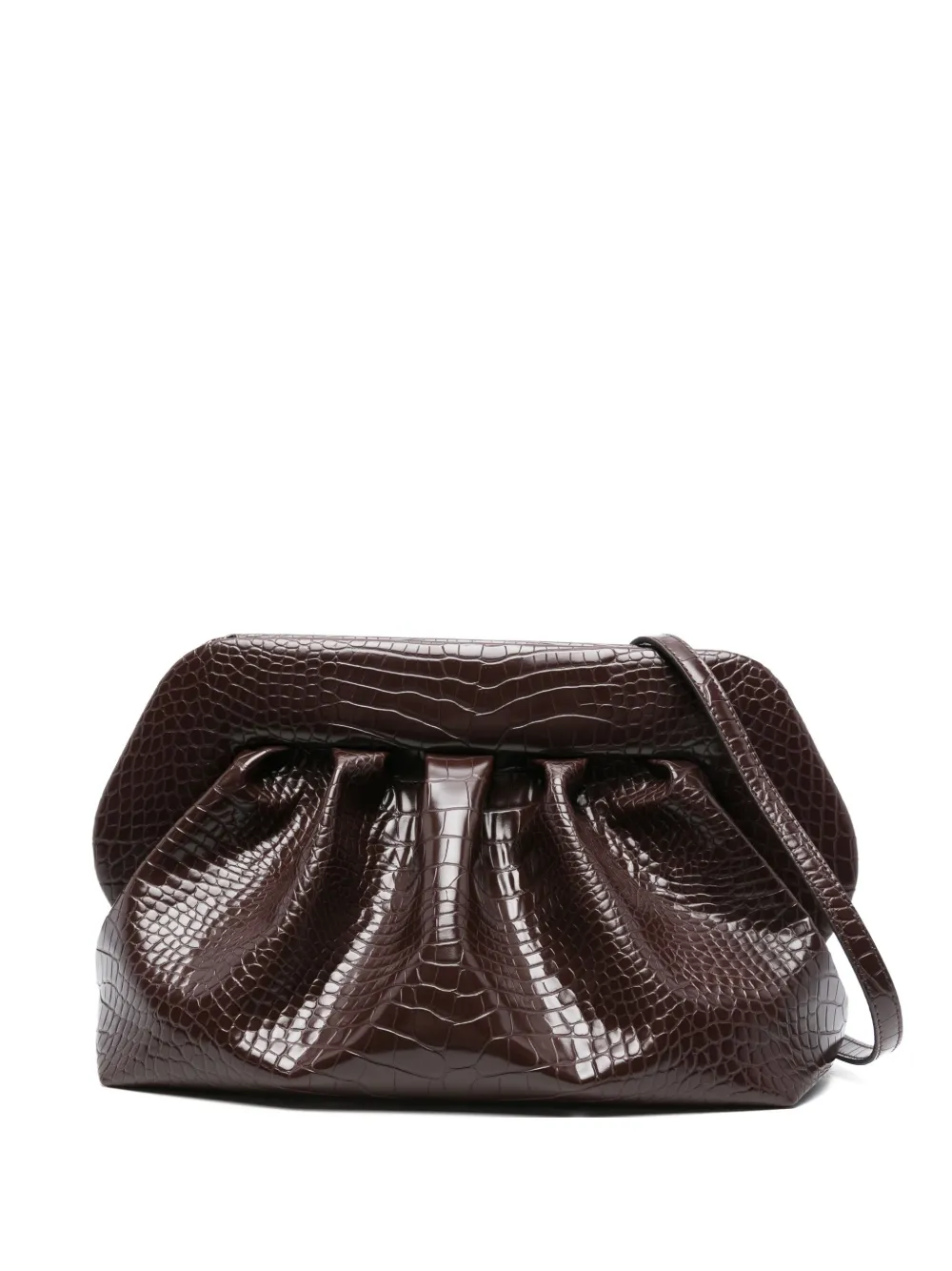 Themoirè Bios clutch met plooien en reliëf Bruin
