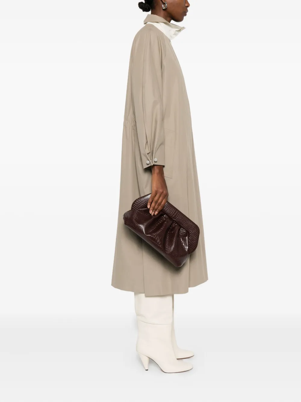 Themoirè Bios embossed pleated clutch bag - Bruin