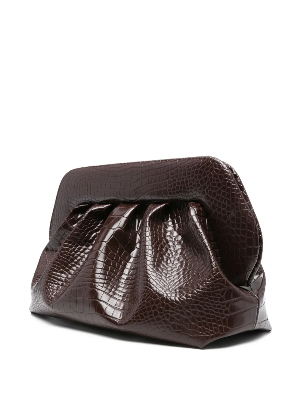 Themoirè Bios clutch met plooien en reliëf Bruin