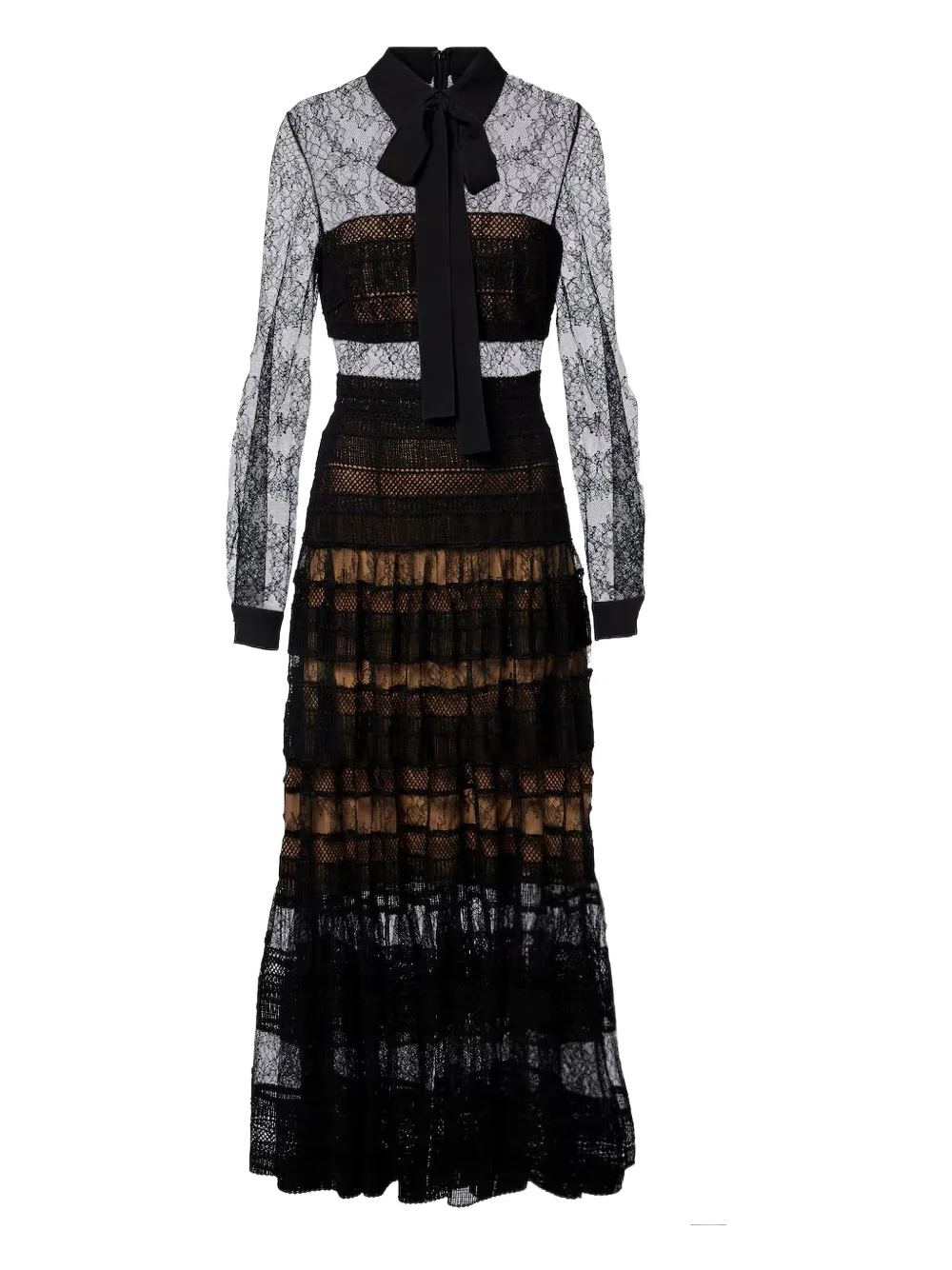 Elie Saab Lace-tie Midi Dress In Multi