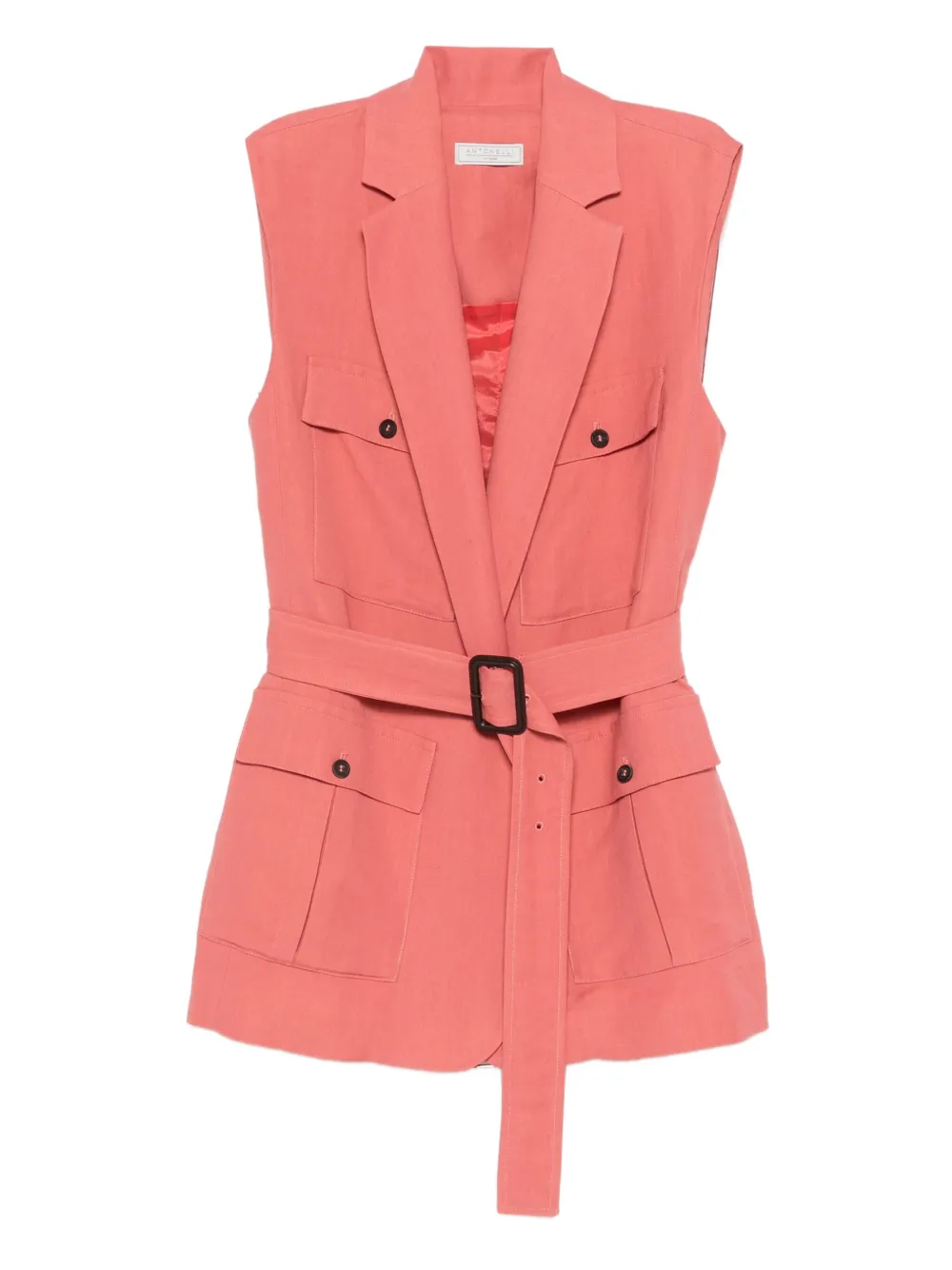 Antonelli belted flap-pocket gilet Rood
