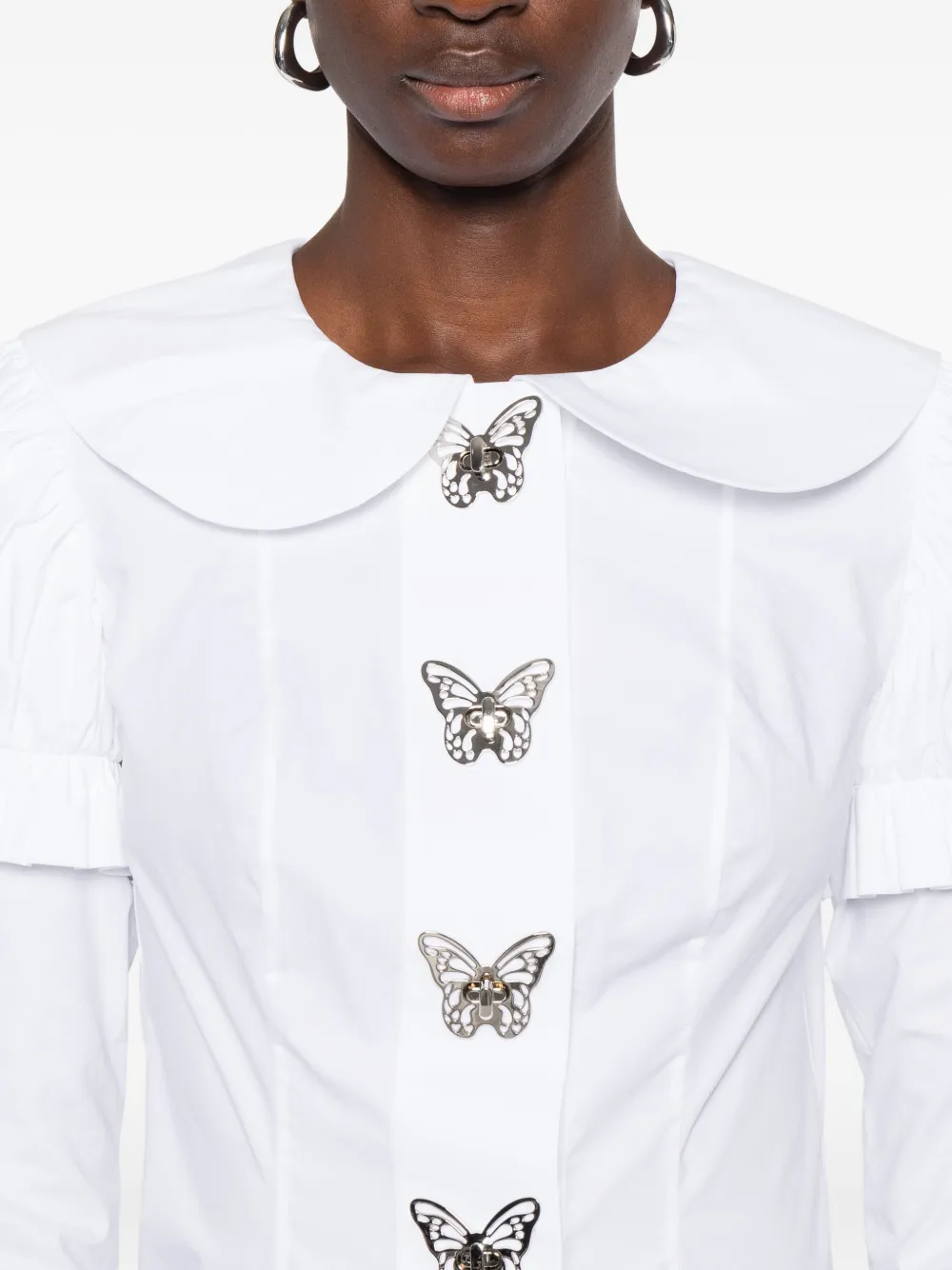 Chopova Lowena Blouse verfraaid met vlinders en ruches Wit