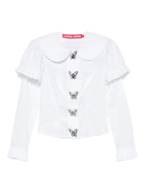 Chopova Lowena camisa con detalle de mariposas y volantes