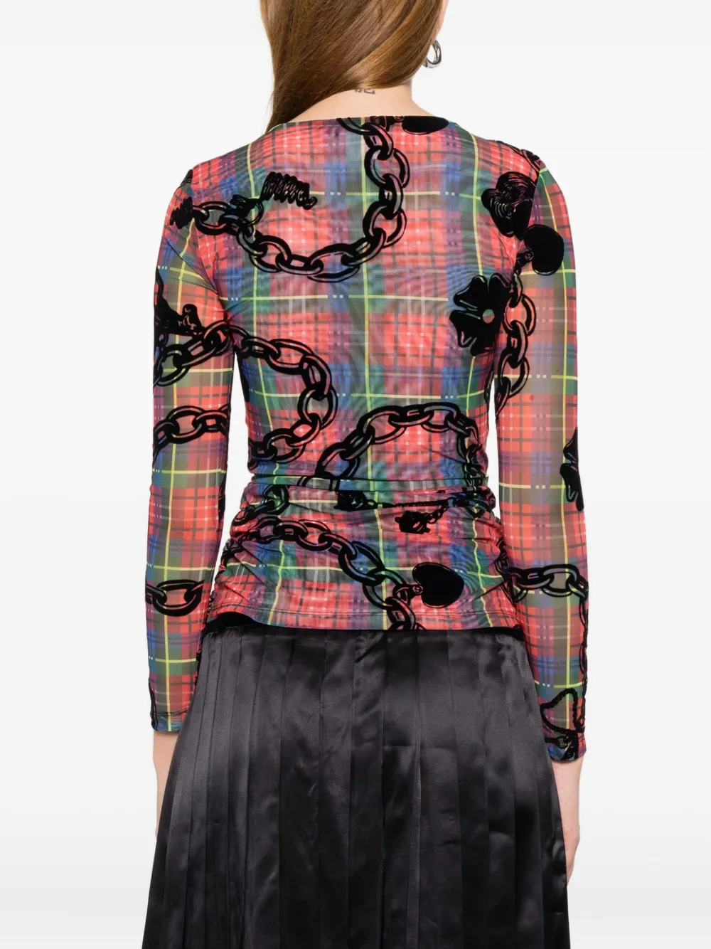 Chopova Lowena Geruite blouse met kettingprint Roze