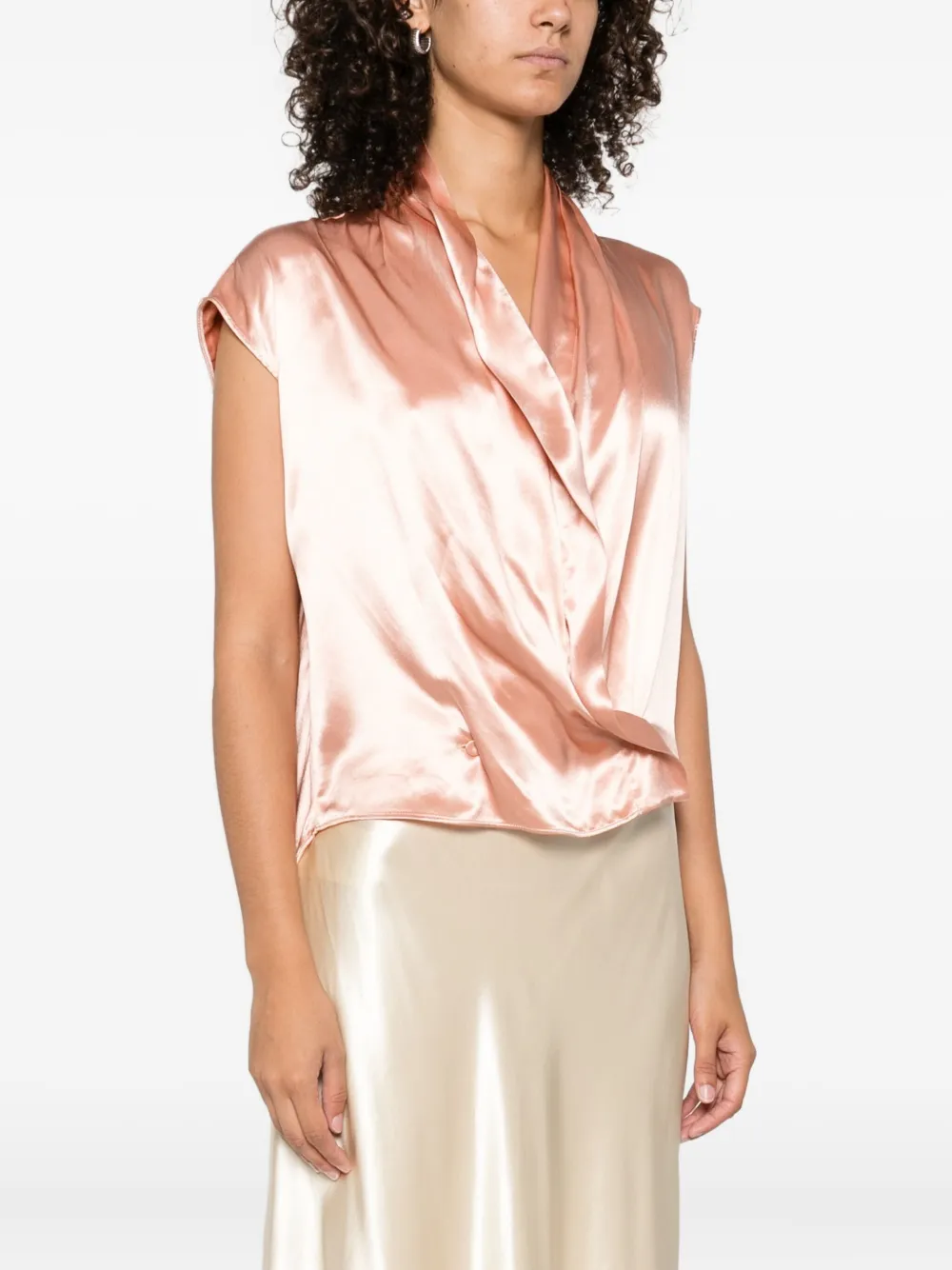 Alberta Ferretti satin wrap top Roze