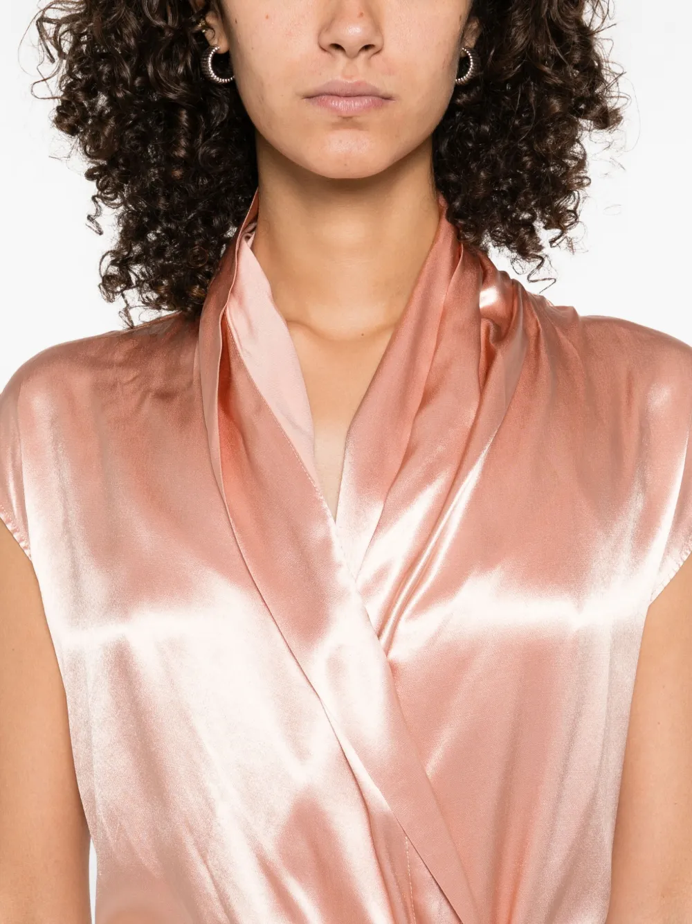 Alberta Ferretti satin wrap top Roze