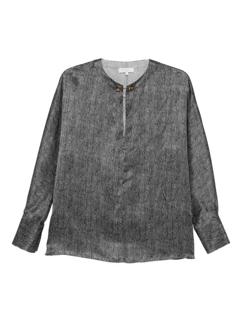 Antonelli Bigné Herringbone Button Blouse In Black