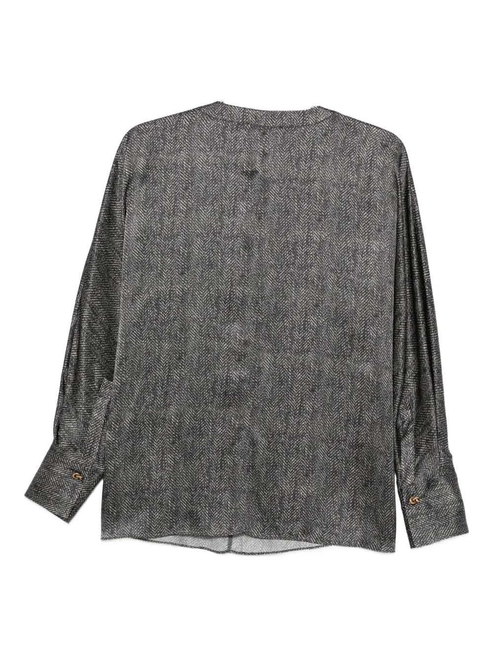 Antonelli Bigné Herringbone Button Blouse In Black