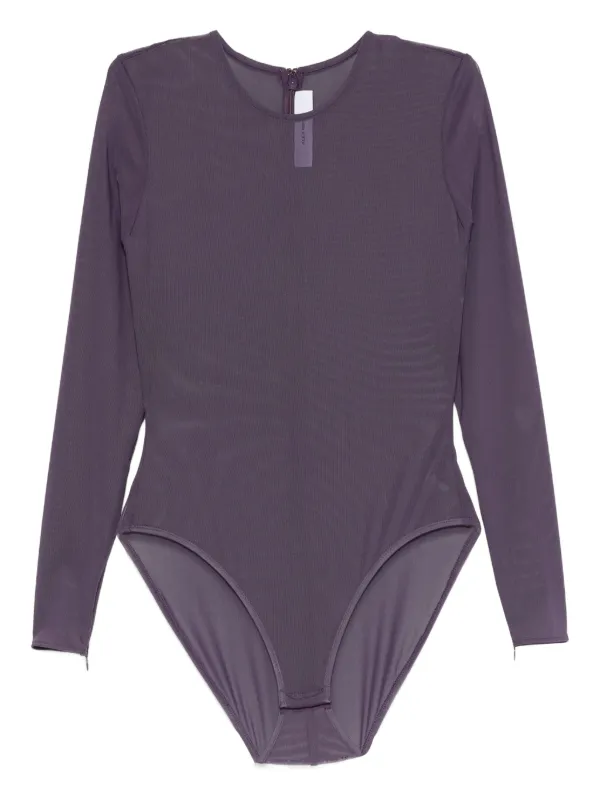 Alex Perry Sheer Mesh Bodysuit in Purple