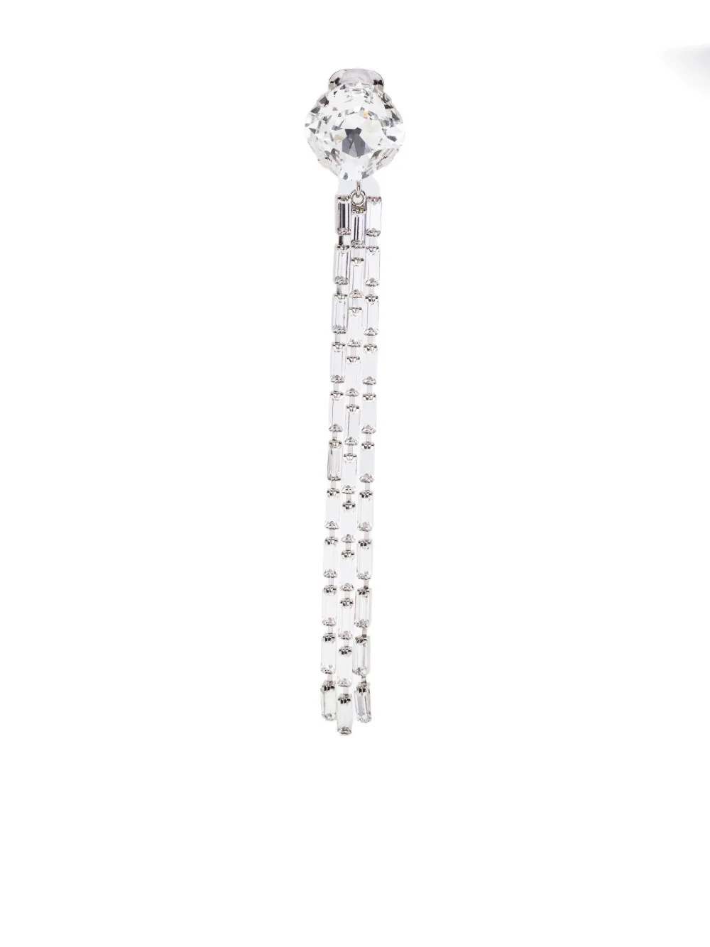 Alessandra Rich Crystal Embellished Fringed Dangling Earrings In Metallic