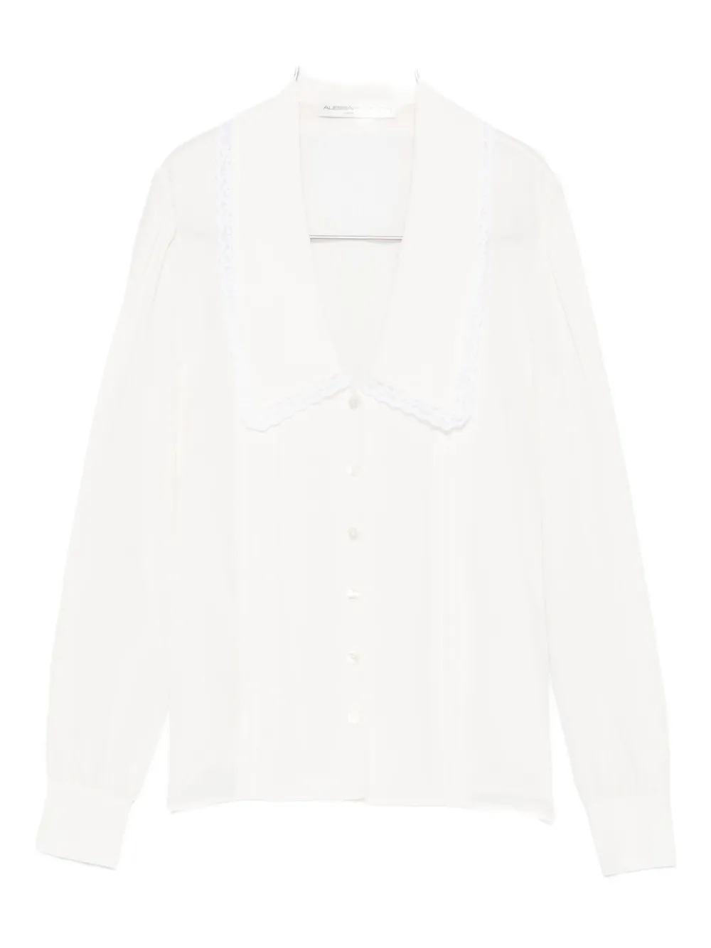 Alessandra Rich Lace-trimmed Collared Blouse In White