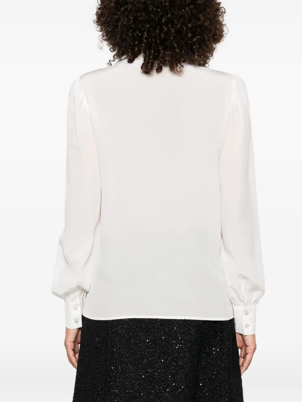 Alessandra Rich lace-trimmed collared blouse Wit