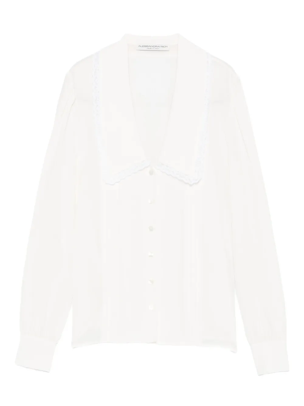 Alessandra Rich lace-trimmed collared blouse Wit
