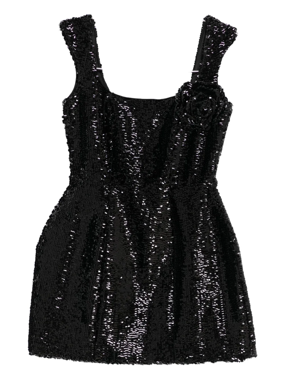 Giuseppe Di Morabito sequin-embellished rose-applique mini dress - Nero