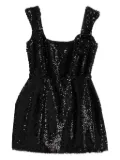 Giuseppe Di Morabito sequin-embellished rose-applique mini dress - Black