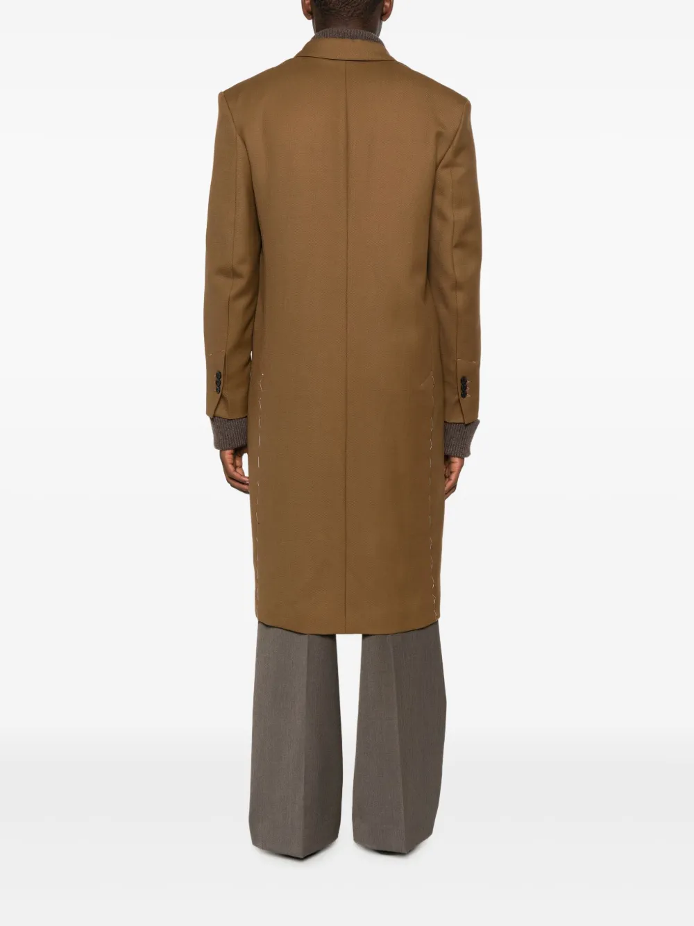 AMI Paris Wollen jas met dubbele rij knopen Bruin