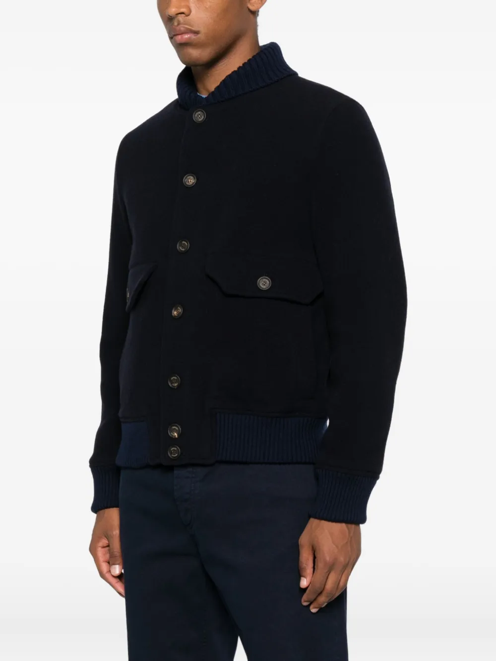 Eleventy button-fastening flap-pocket jacket Blauw