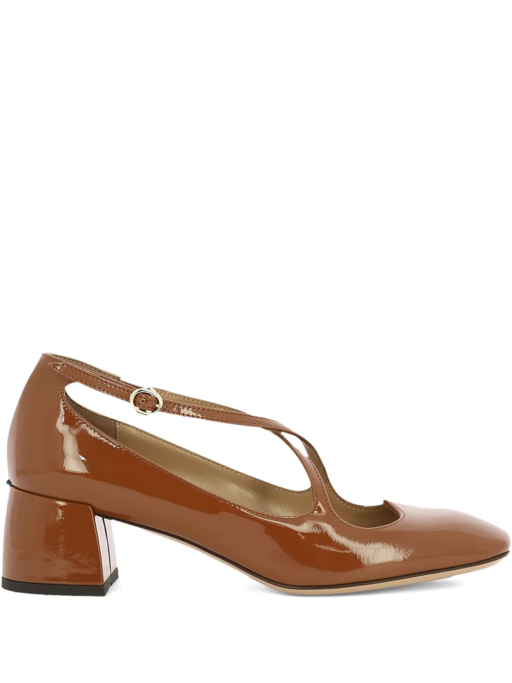 A.Bocca 50mm Two For Love leather cross-strap pumps Brown