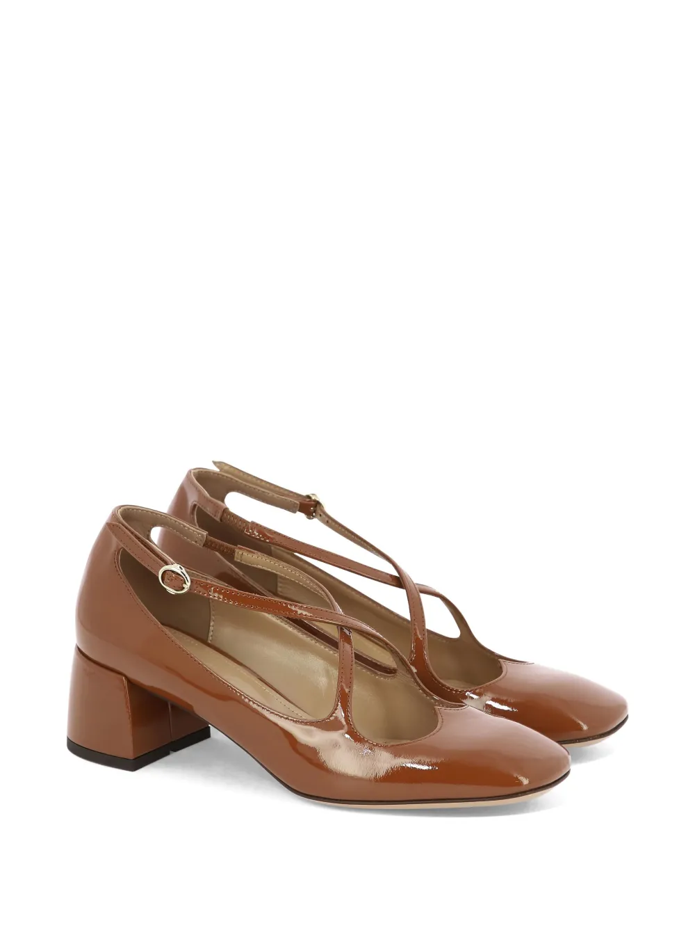 A.Bocca 50mm Two For Love leather cross-strap pumps Brown