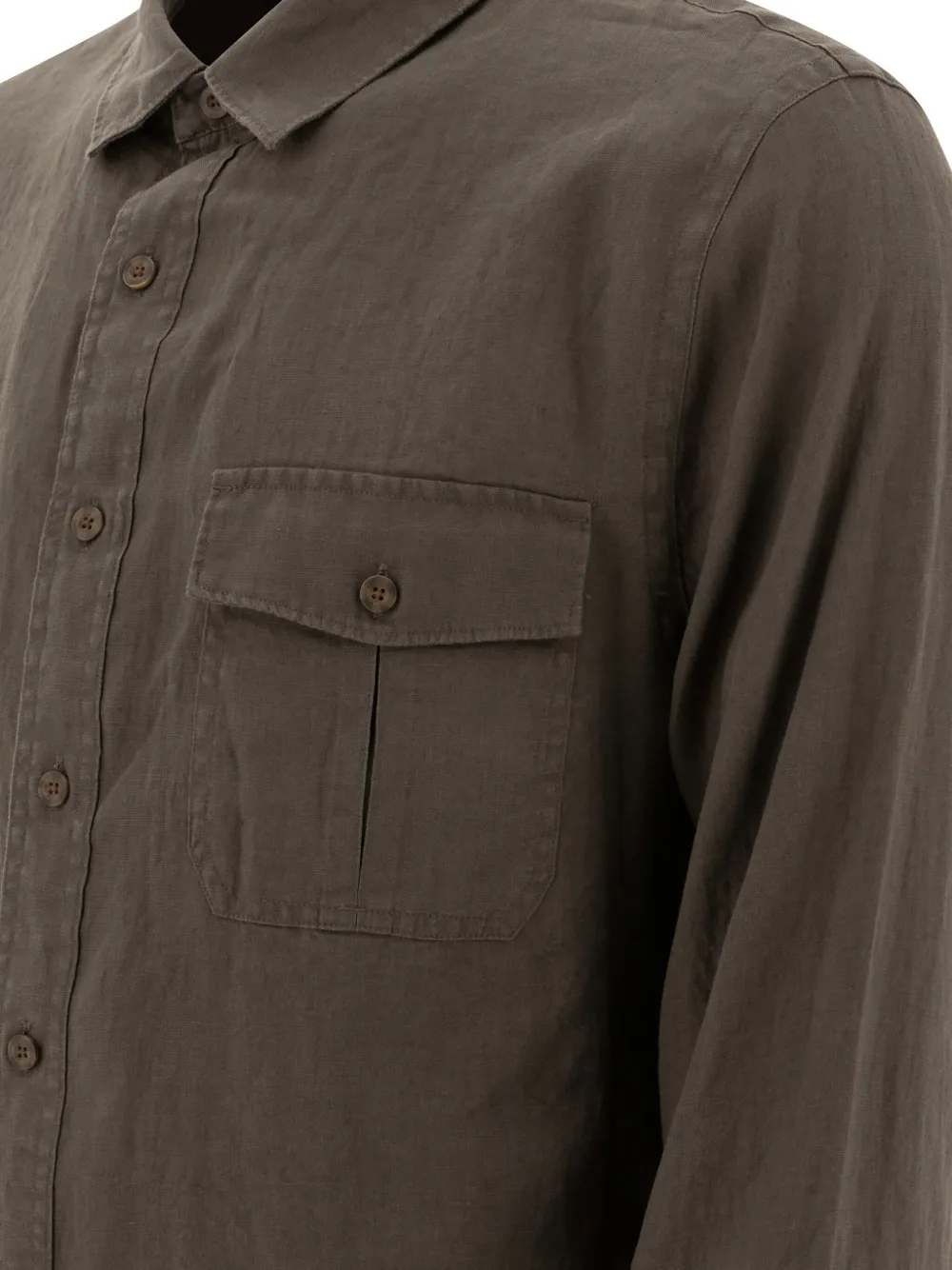 Vince double-pocket linen shirt Groen