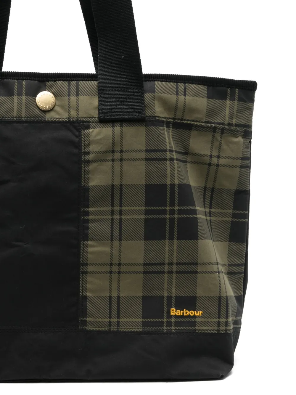 Barbour Tartan-print Panelled Tote Bag In Green