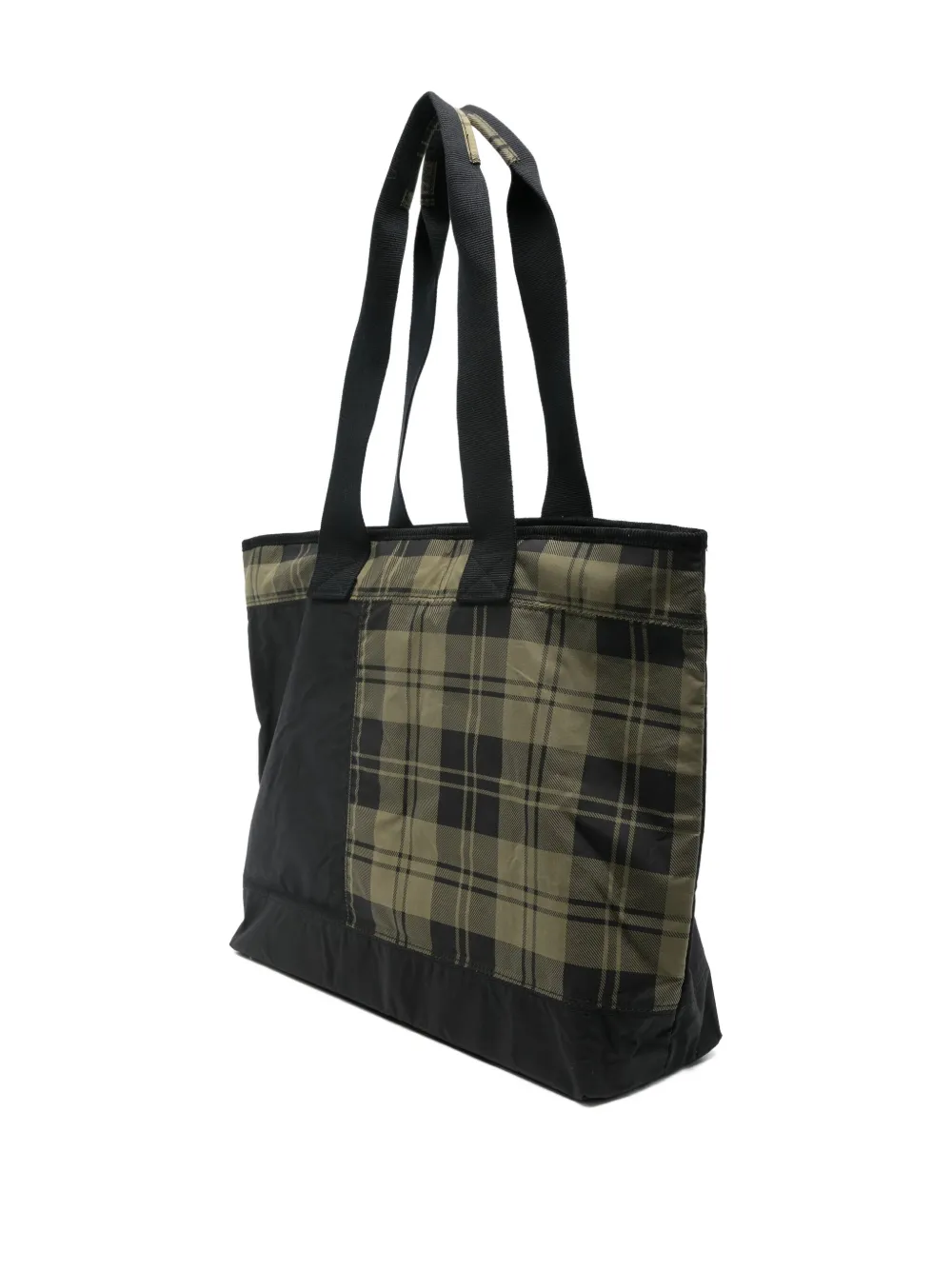 Barbour Tartan-print Panelled Tote Bag In Green