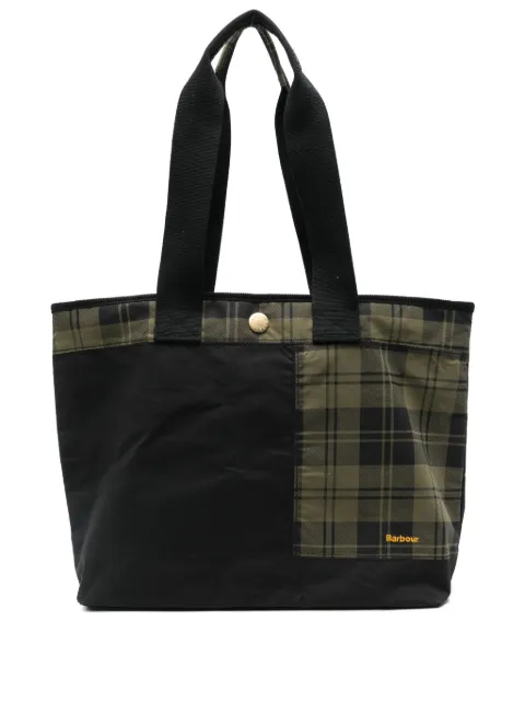 Barbour tartan-print panelled tote bag