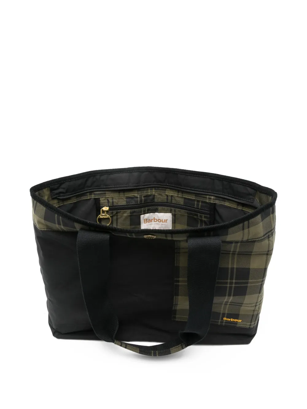 Barbour Shopper met vlakken en tartan ruit Zwart