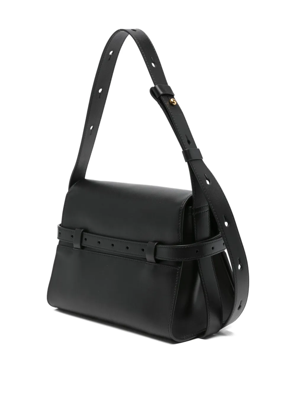 Moschino Tie Me Leather Shoulder Bag In Black