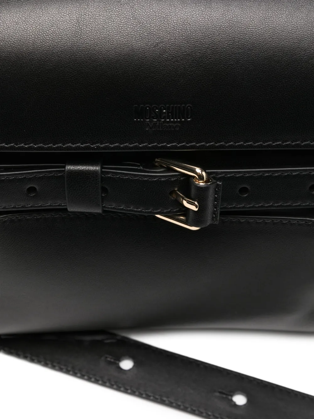 Moschino Tie Me leren schoudertas Zwart