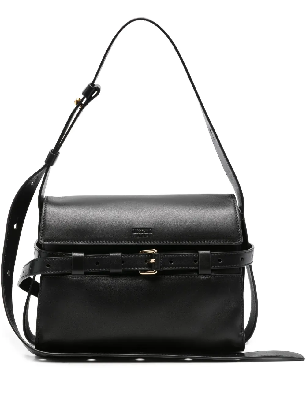 Moschino Tie Me レザーショルダーバッグ - ブラック