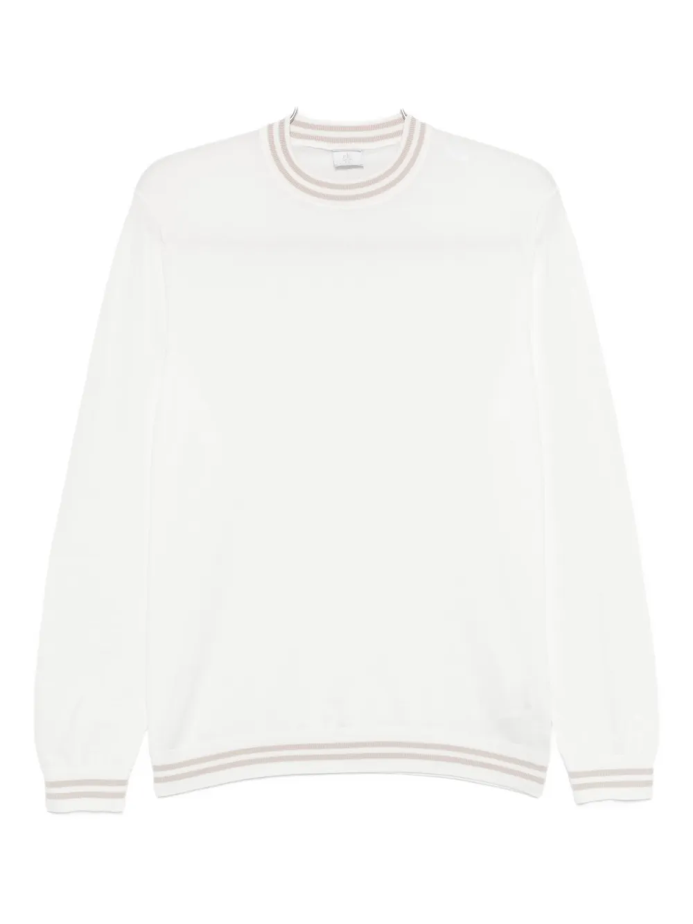 Eleventy striped-trim cotton jumper Wit