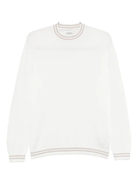 Eleventy striped-trim cotton jumper