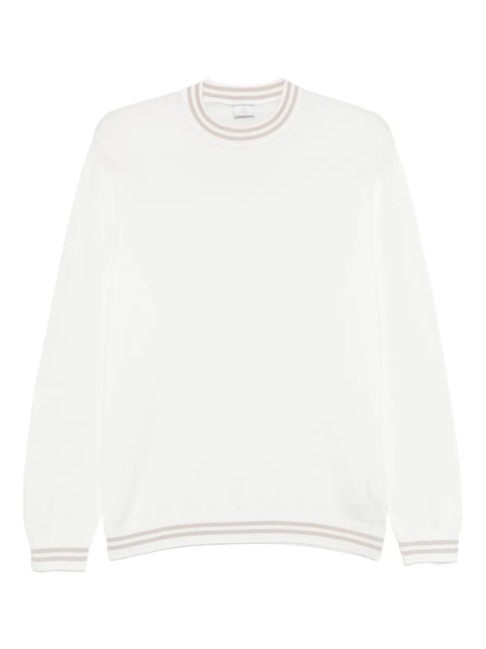Eleventy jersey con ribete a rayas de algodón | blanco | Image 1