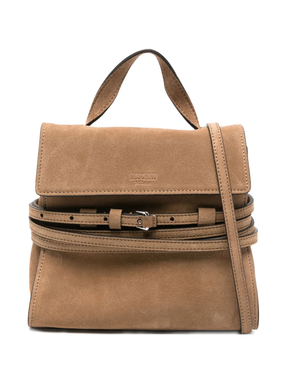Moschino small Tie Me suede tote bag | Brown | Image 1