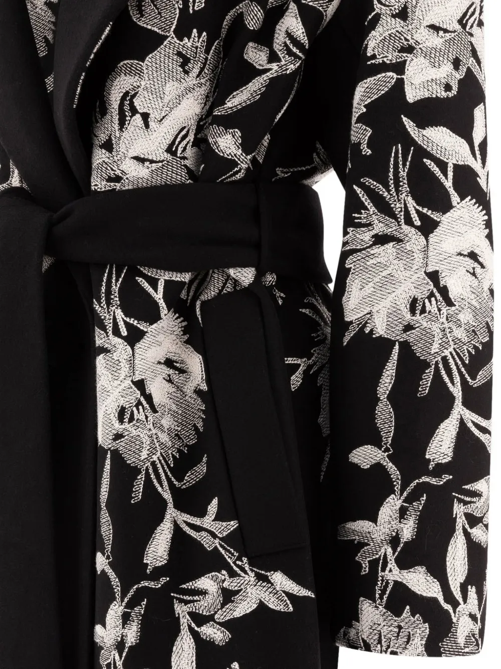 Elie Saab floral-embroidered coat Zwart