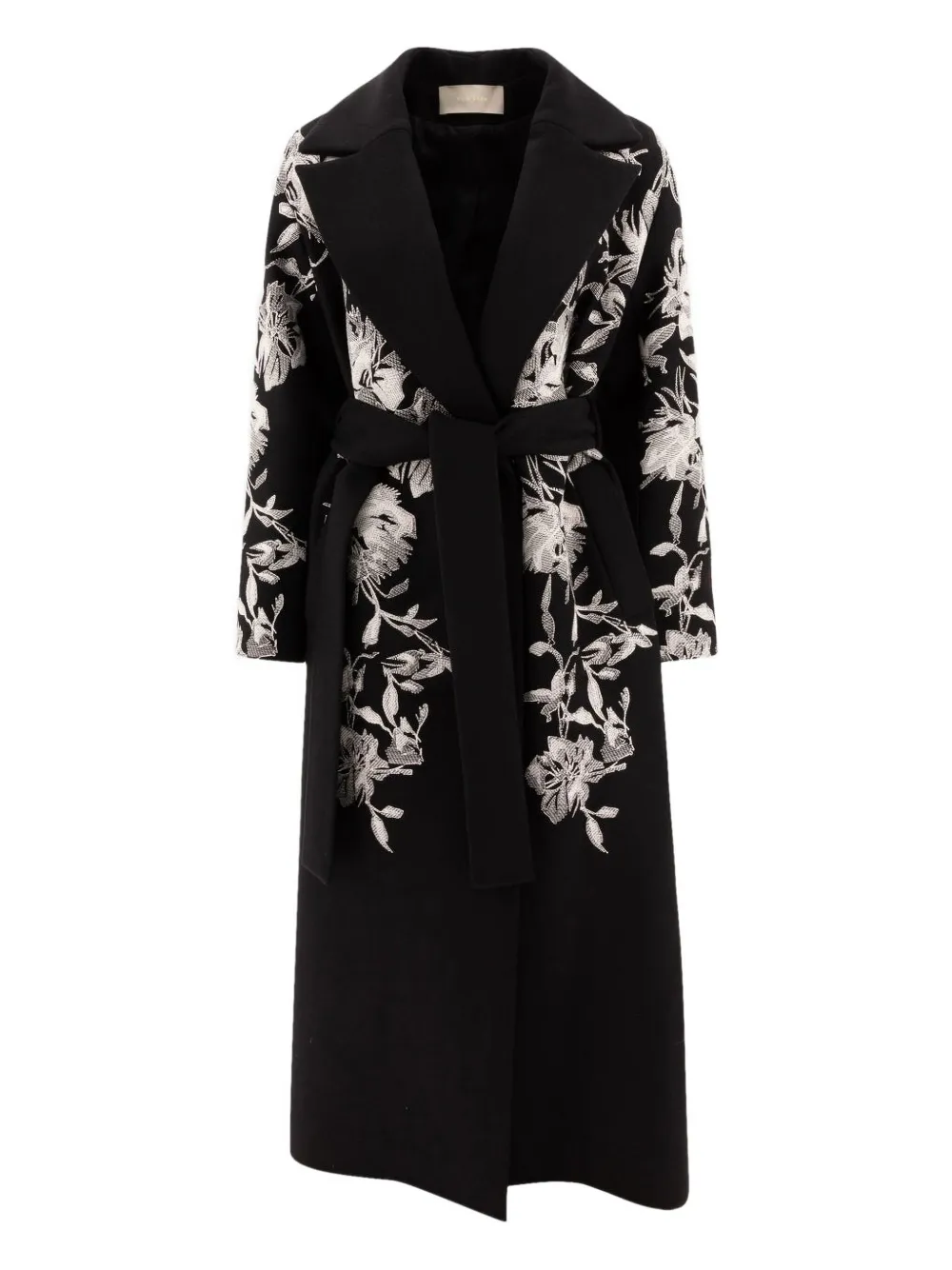 Elie Saab floral-embroidered coat Zwart