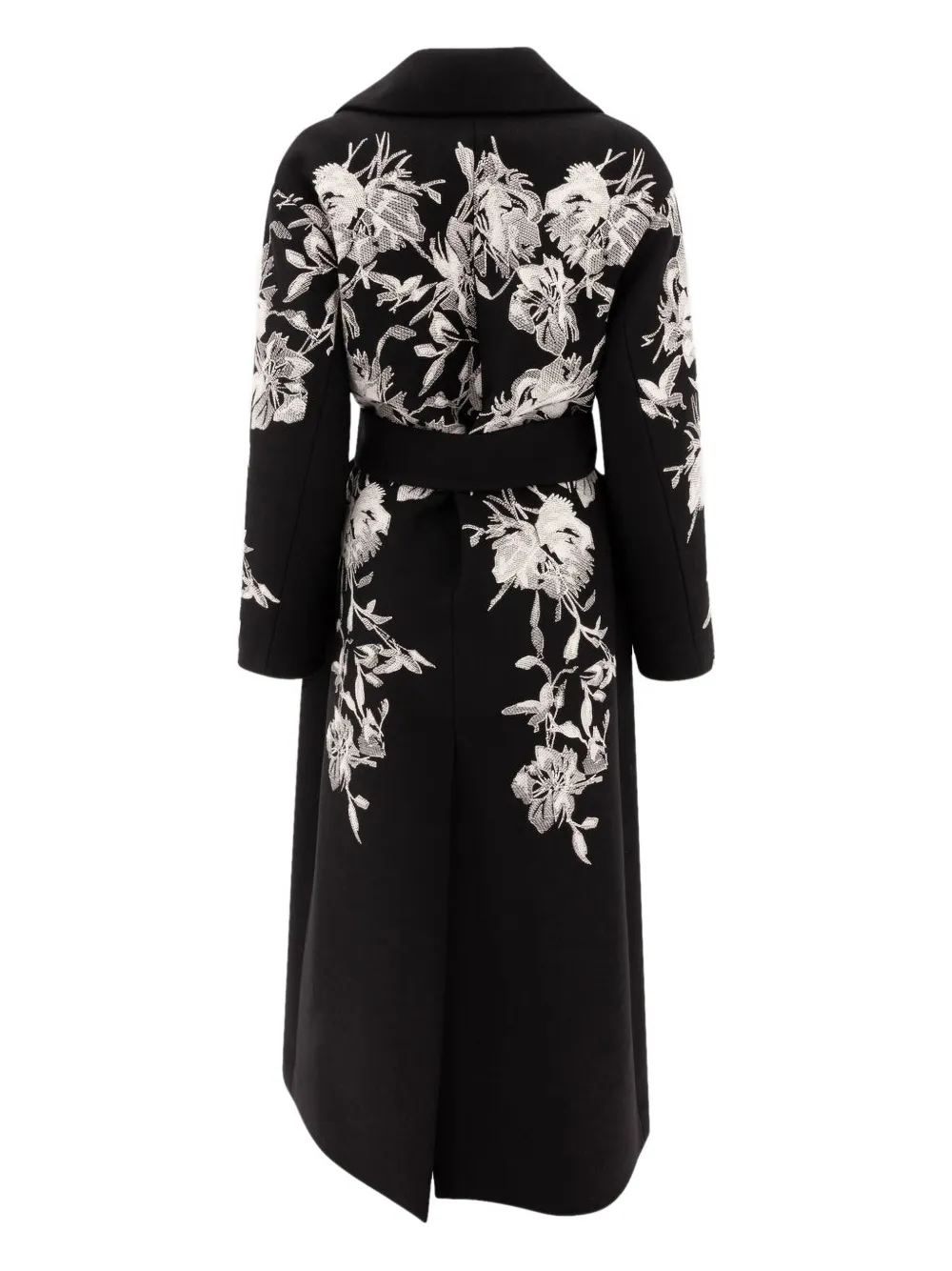 Elie Saab floral-embroidered coat Zwart