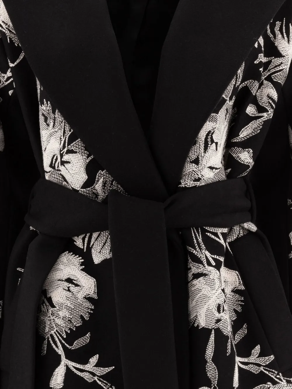 Elie Saab floral-embroidered coat Zwart