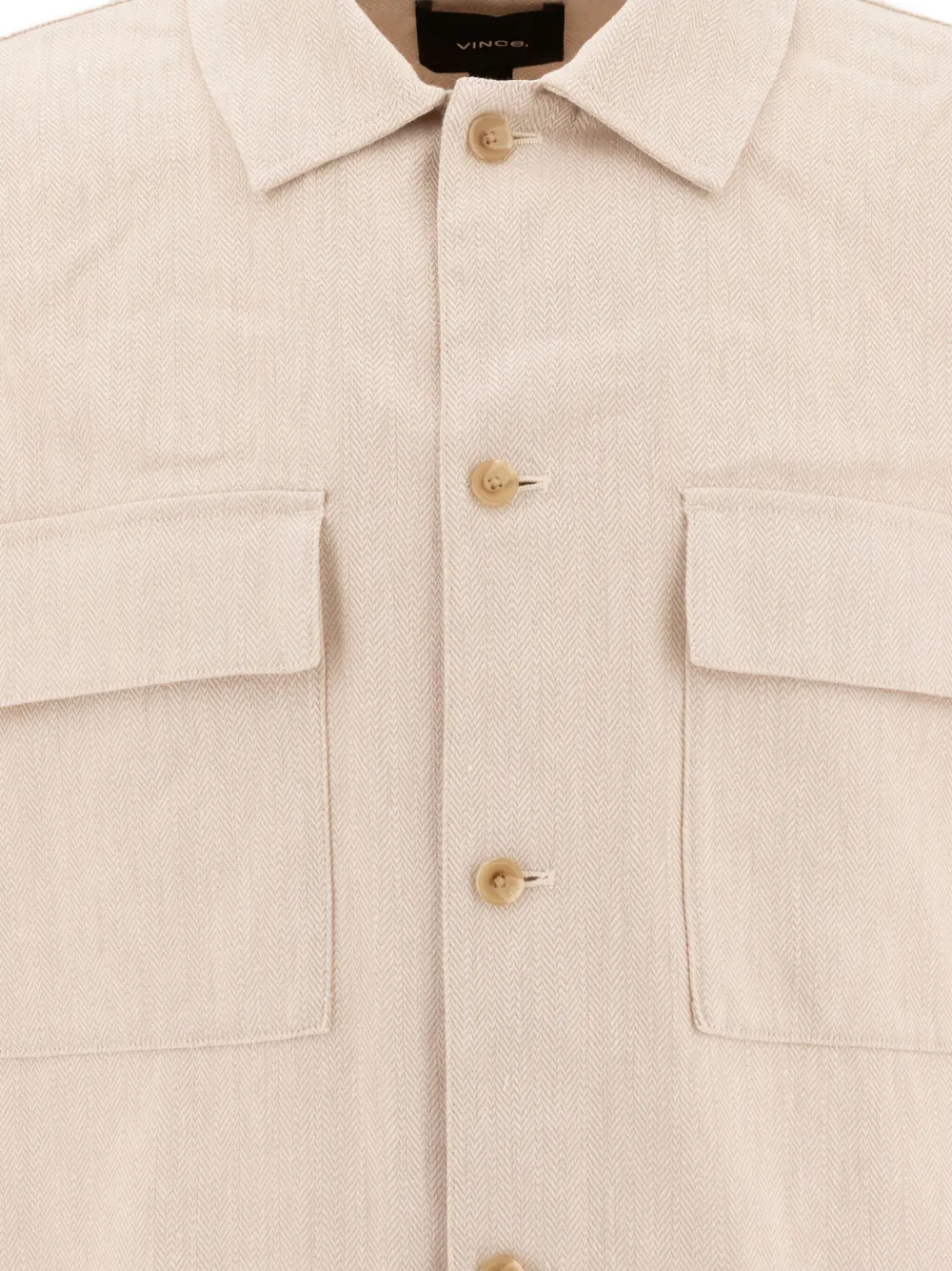Vince herringbone cotton-linen shirt Beige