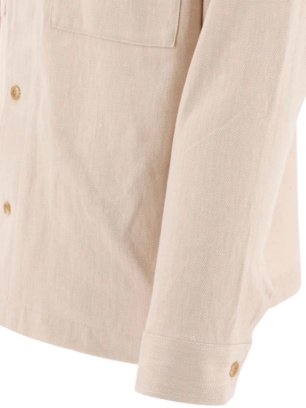 Vince herringbone cotton-linen shirt Beige