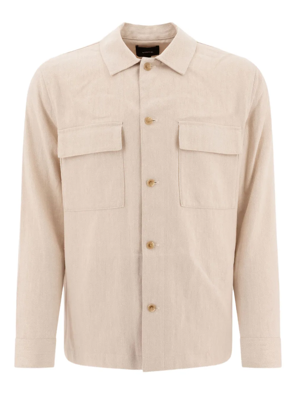 Vince herringbone cotton-linen shirt Beige