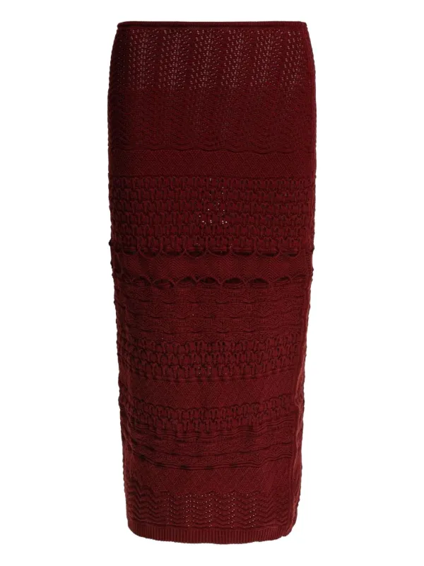 Elie Saab crochet-knit Skirt Red FARFETCH NZ
